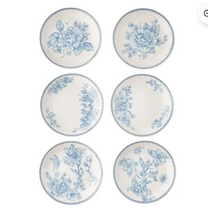 💕 2025 Pioneer Woman Agatha Blue and White Floral Appetizer Plates 6 Pack